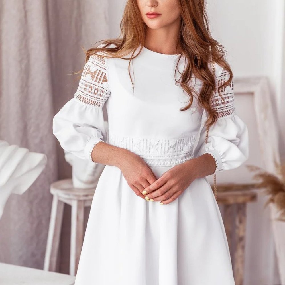 Puff Sleeve Lace Dress